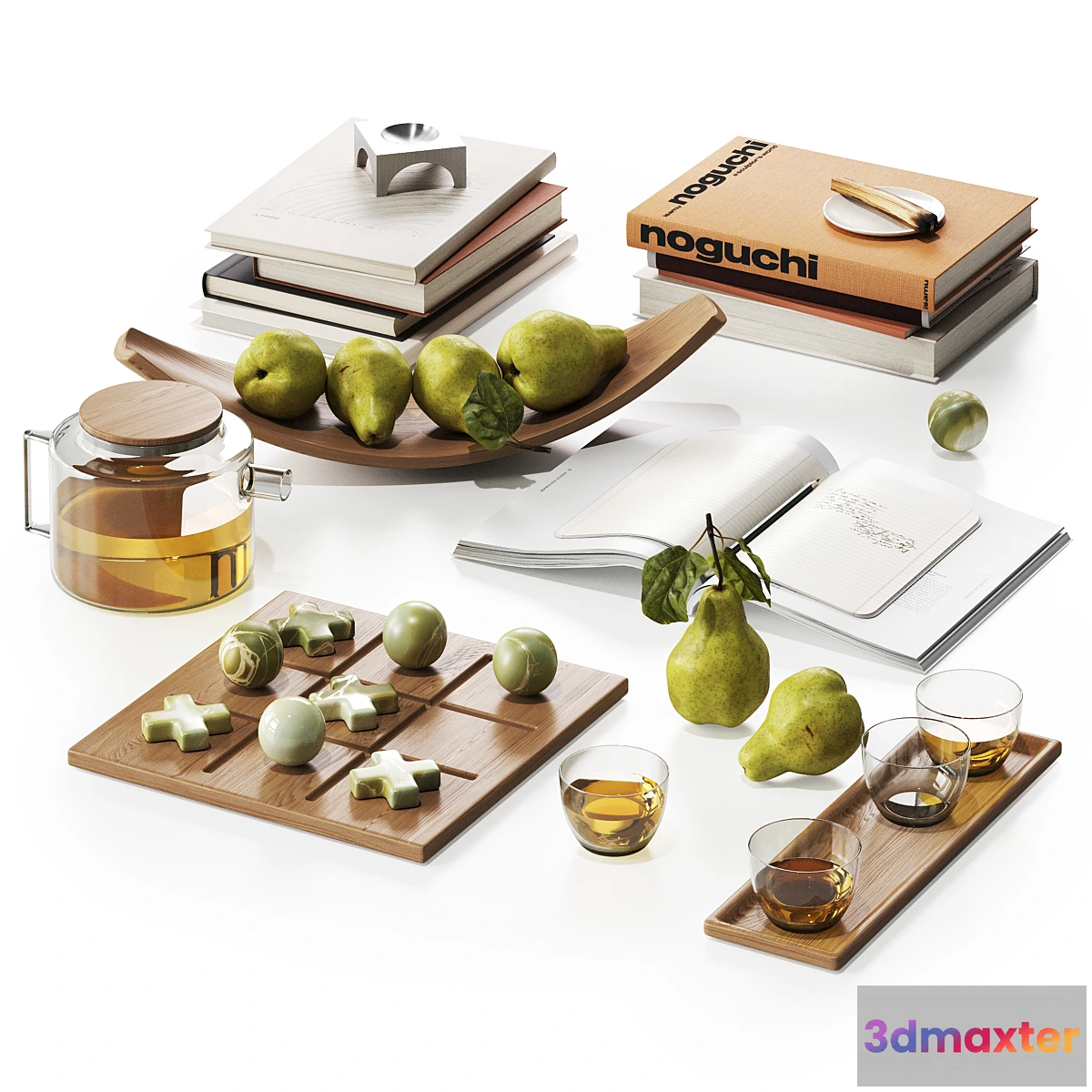 1323310 - Decorative set with pearls and books 3D Max