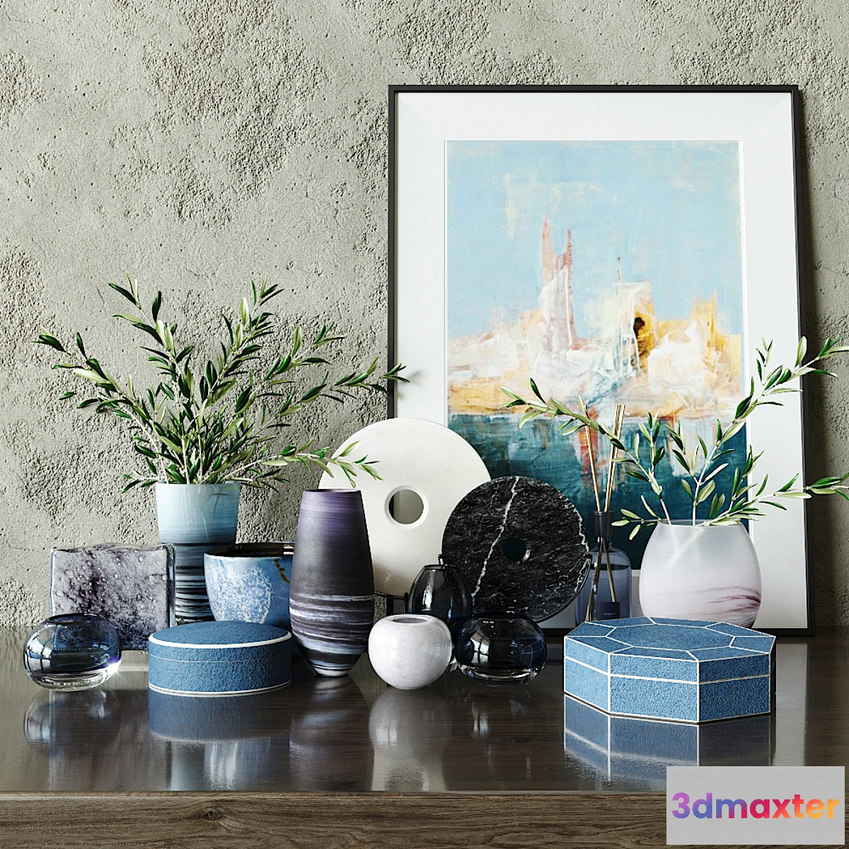 1325037 - LUXDECO decor set blue 3D Max