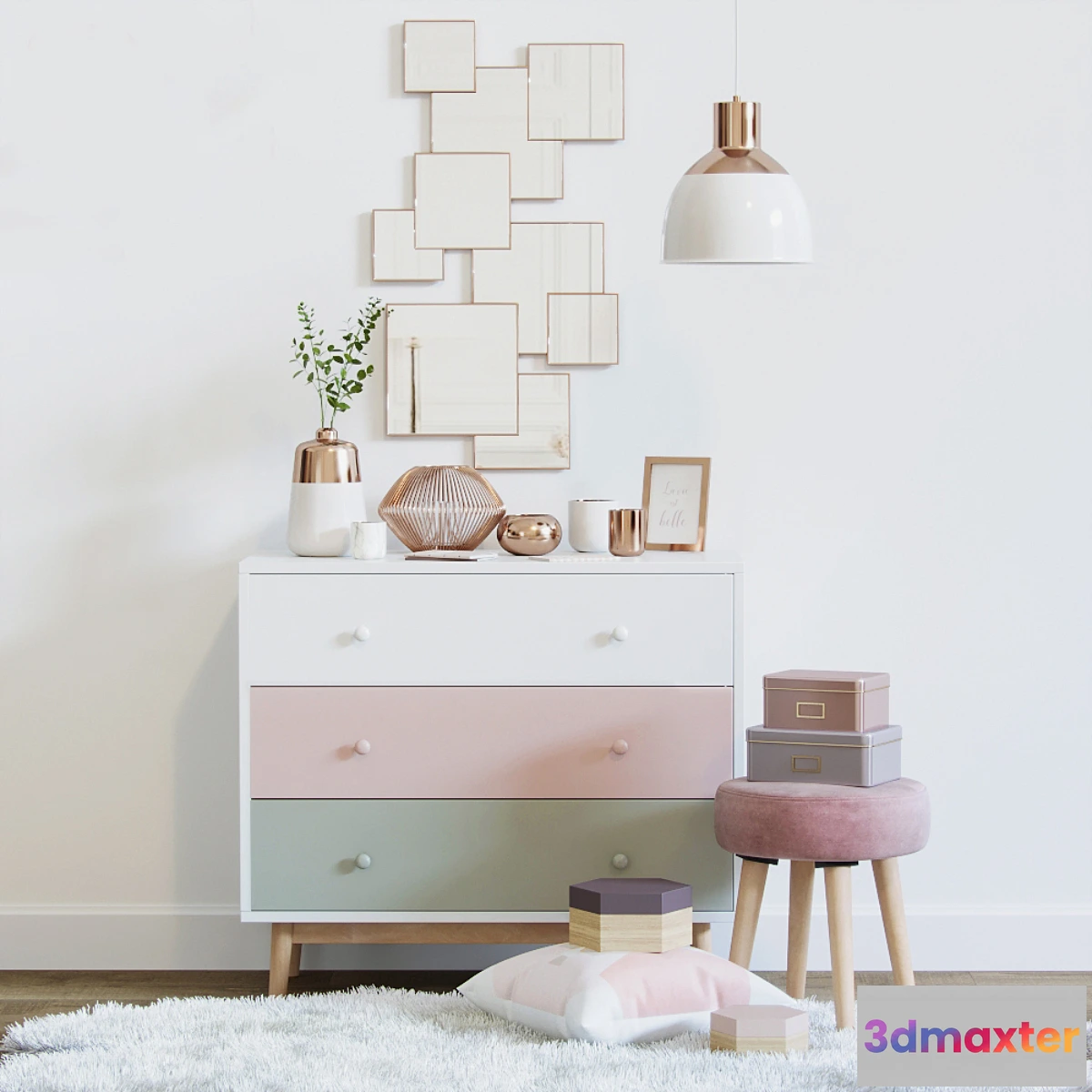 1328157 - Pink decorative set - Maisons du Monde 3D Max