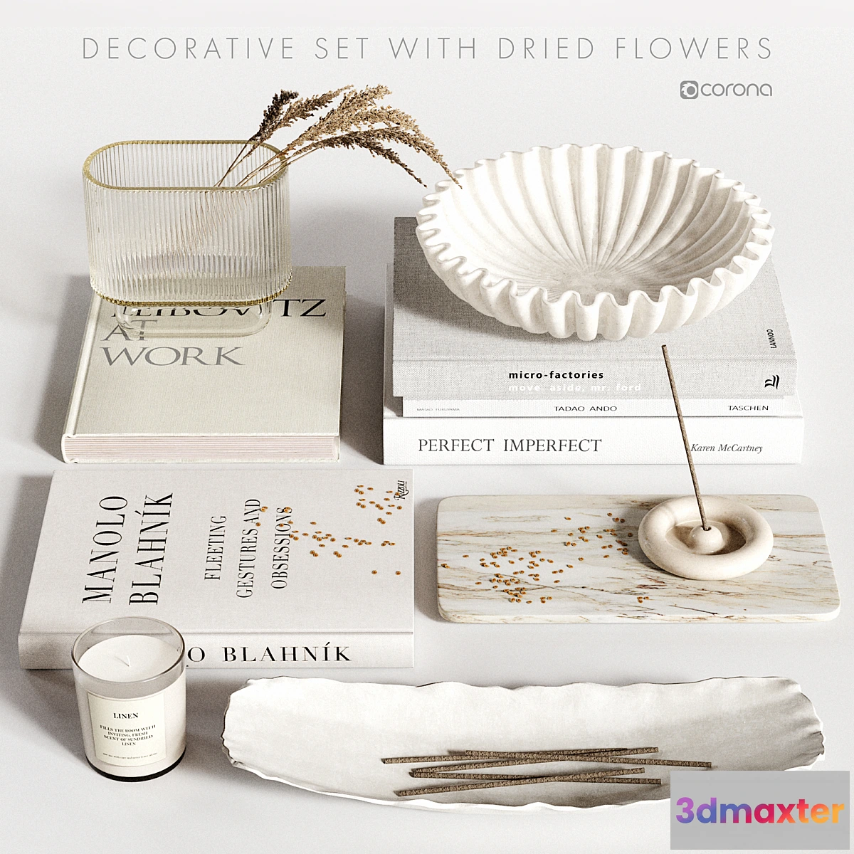 1340175 - Decorative Set with Dried Flowers 3D Max