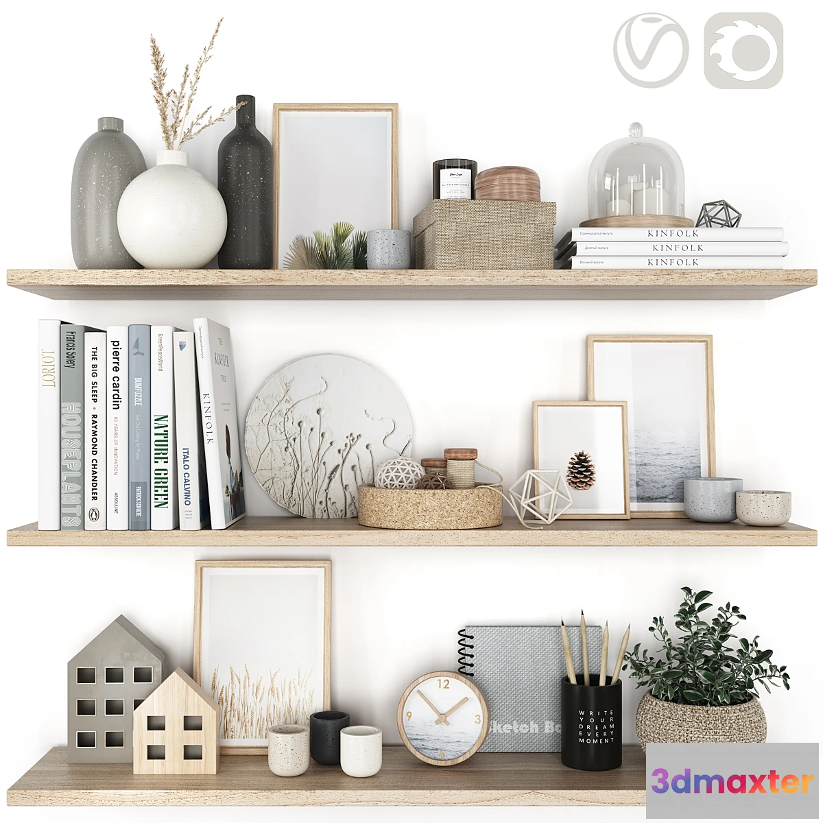 1344708 - Decorative shelf set 3D Max