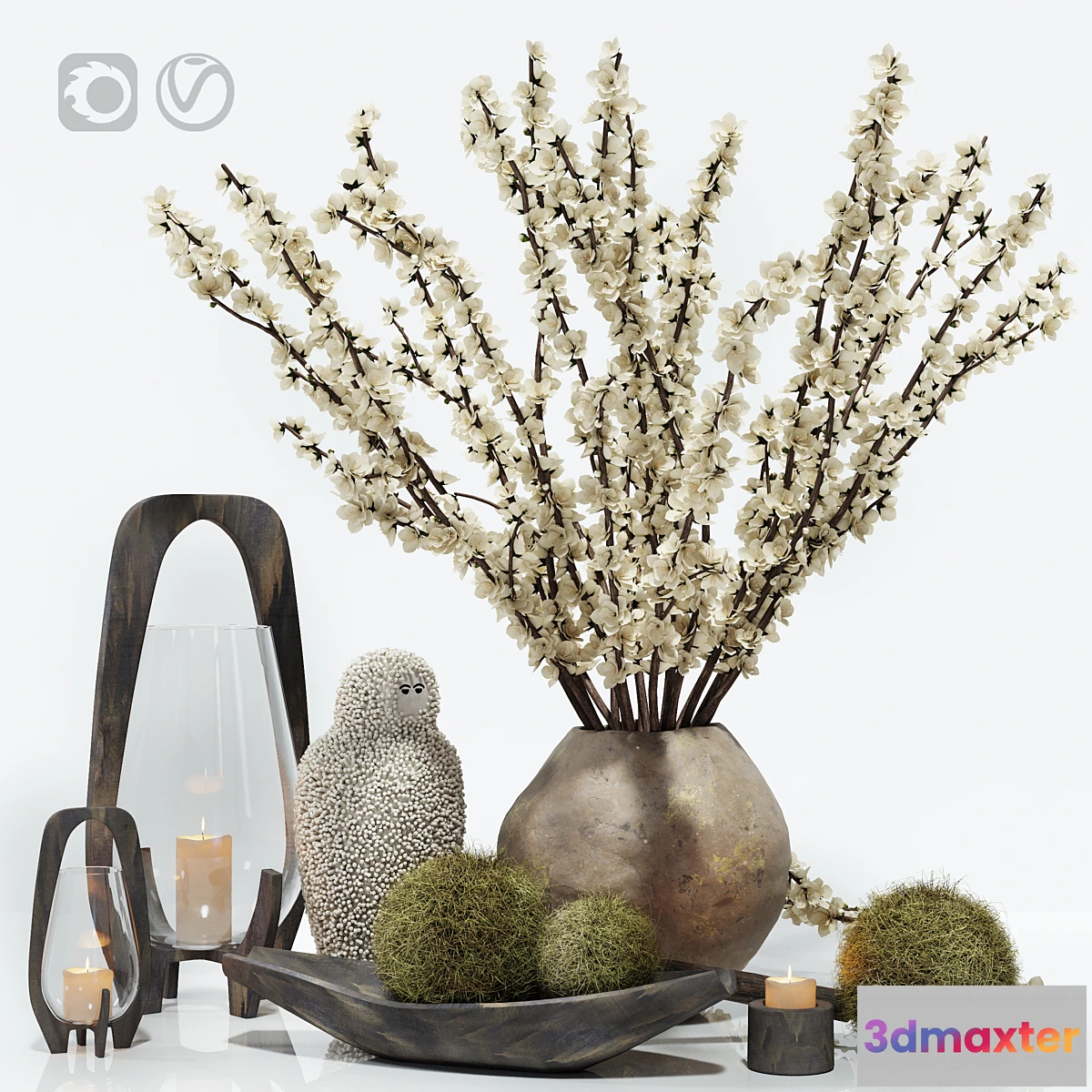 1349442 - Decorative set with a ceramic beast 3D Max