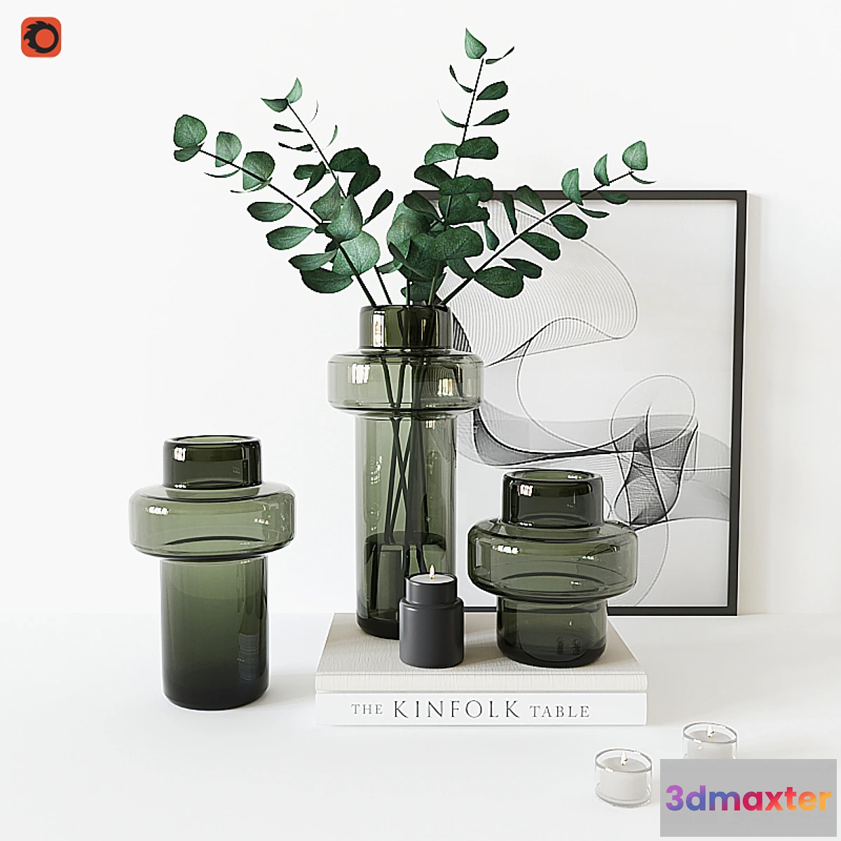 1351131 - Decorative set with Glass Vase 3D Max