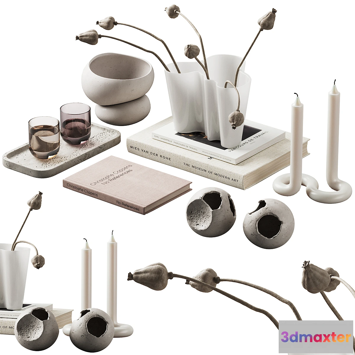 1351892 - 370 decorative set 038 cracked spheres and dried poppy seeds 3D Max