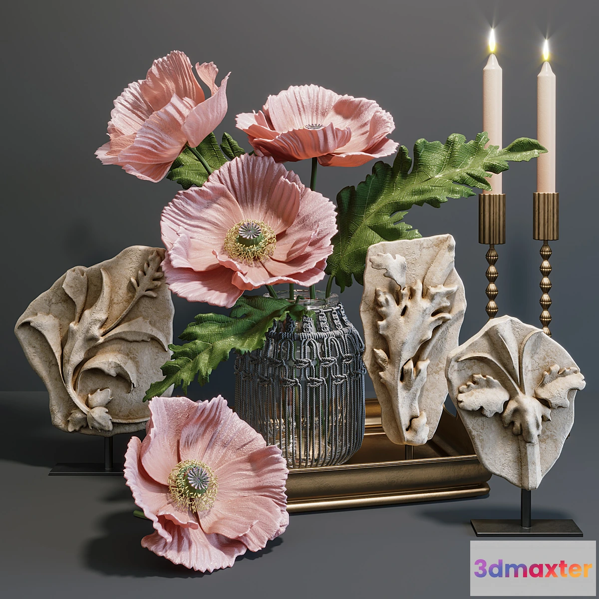 1353544 - RH Acanthus leaves decorative set 3D Max