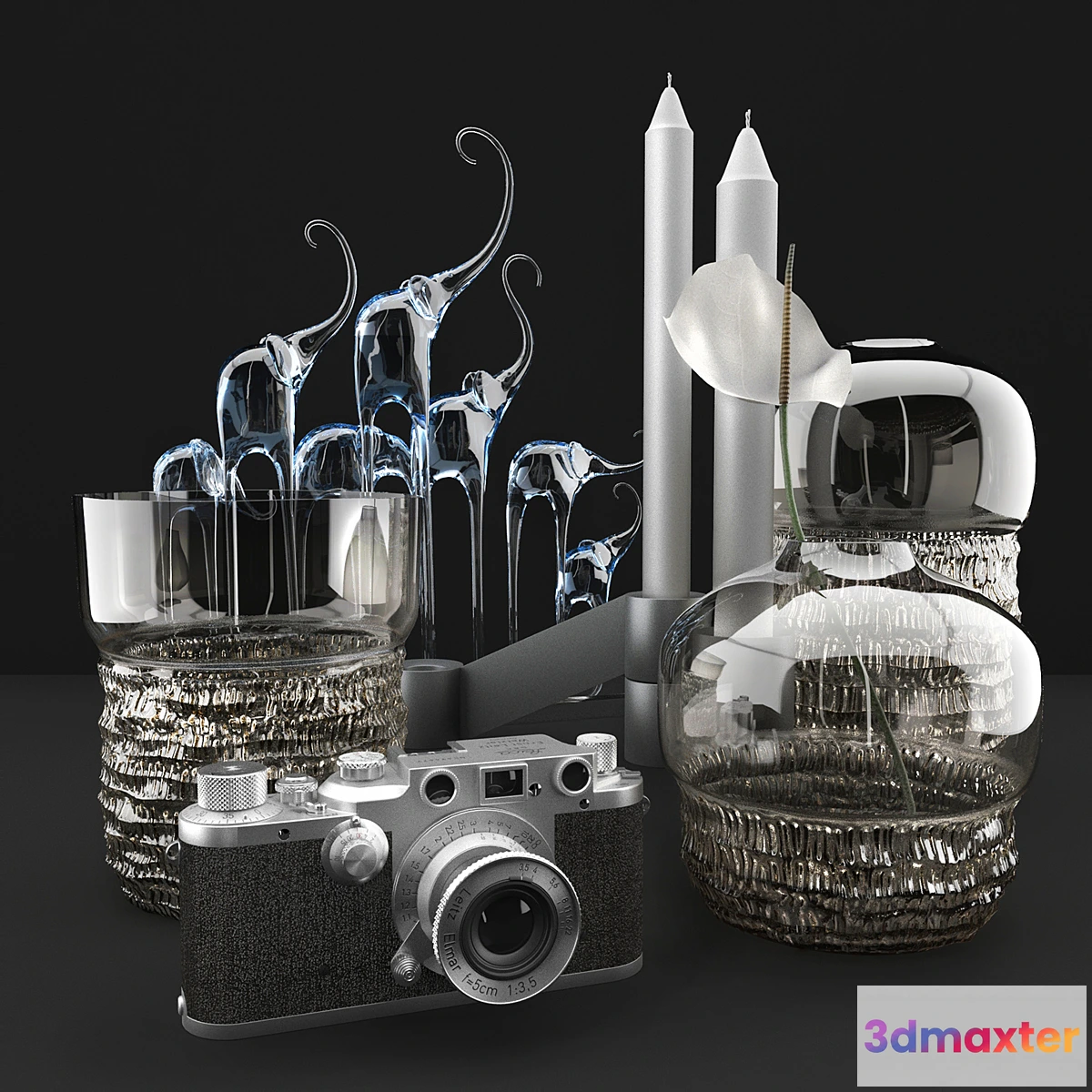 1353835 - Vases and camera Leica - No.2 3D Max