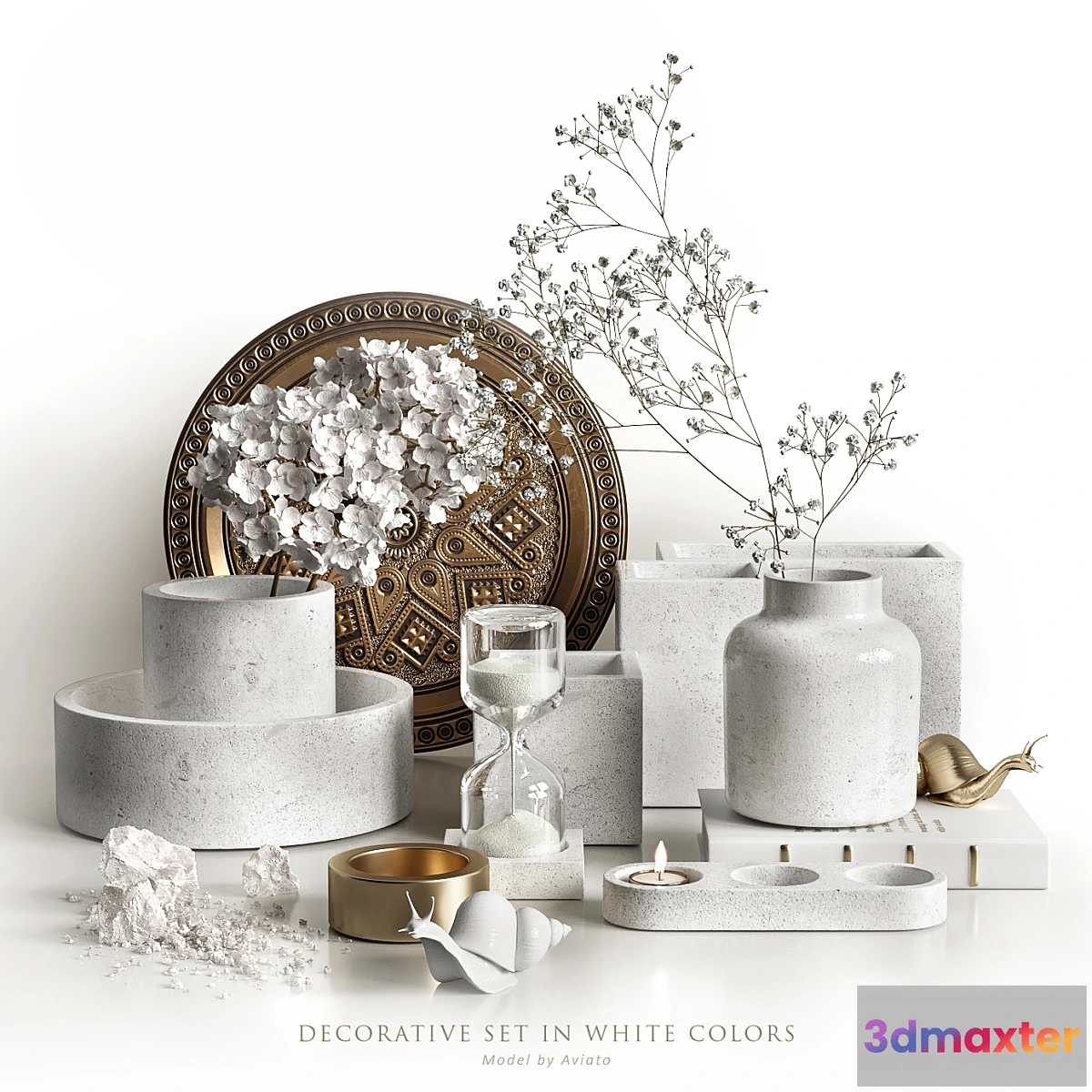 1357408 - Decorative set in white colors - No.2 3D Max
