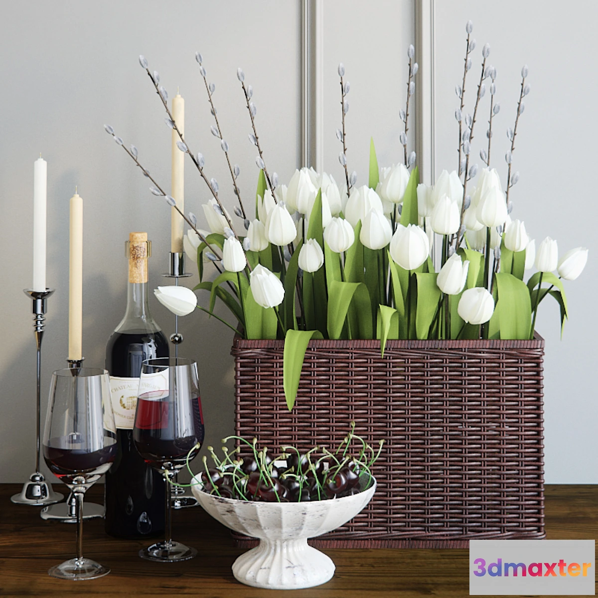 1392636 - Decorative set with tulips 3D Max