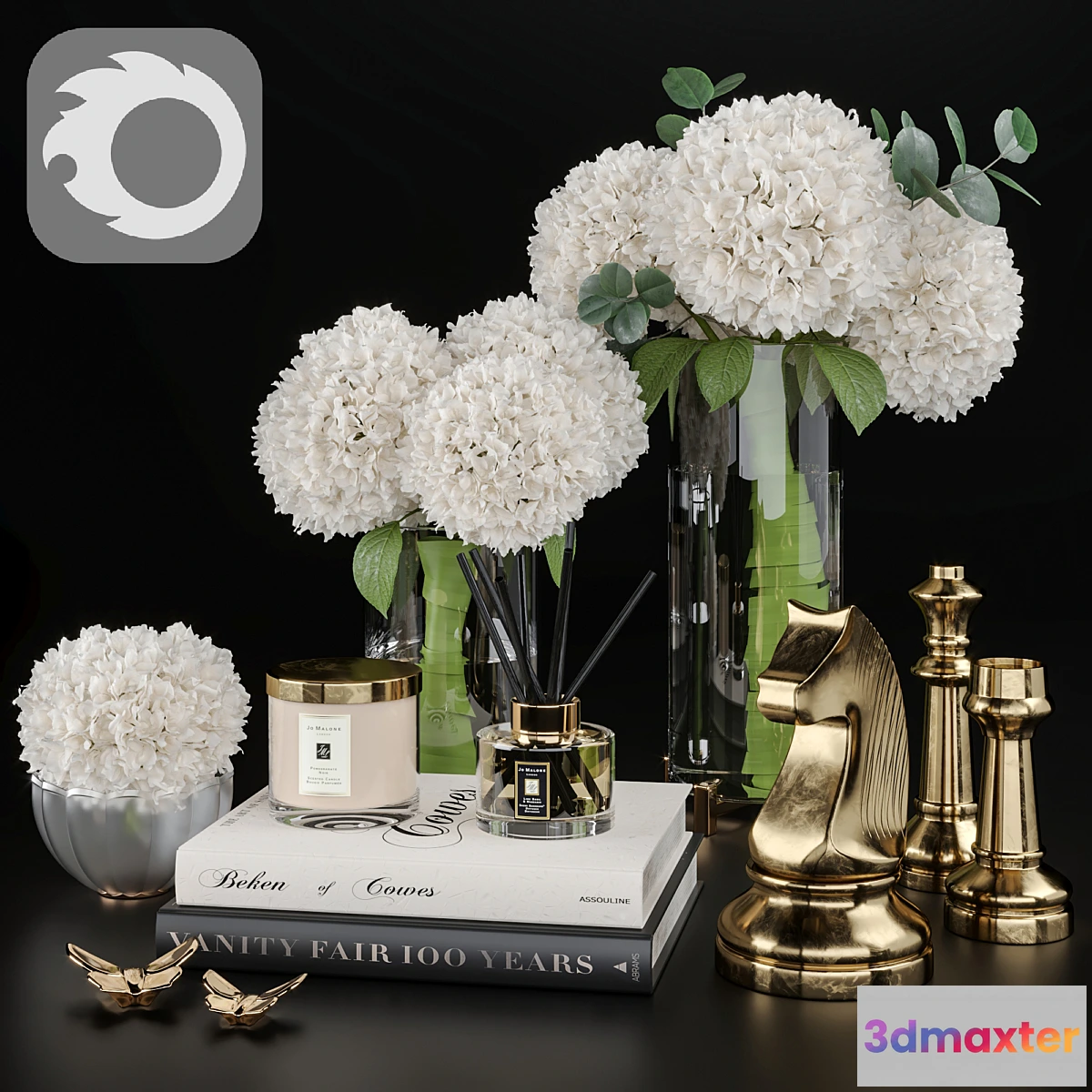 1395378 - Decoration Set 29 Chess and Hydrandgea 3D Max