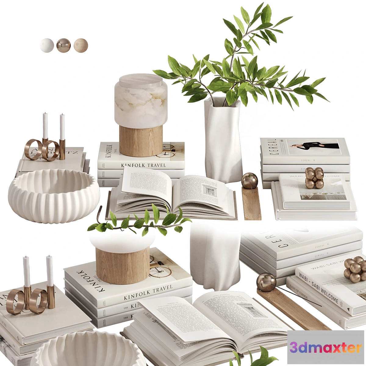 1396776 - White decorative set with Lanterno Table Lamp 3D Max