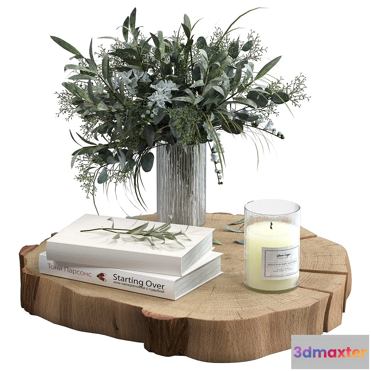 1397768 - Decorative set with slab and bouquet 3D Max