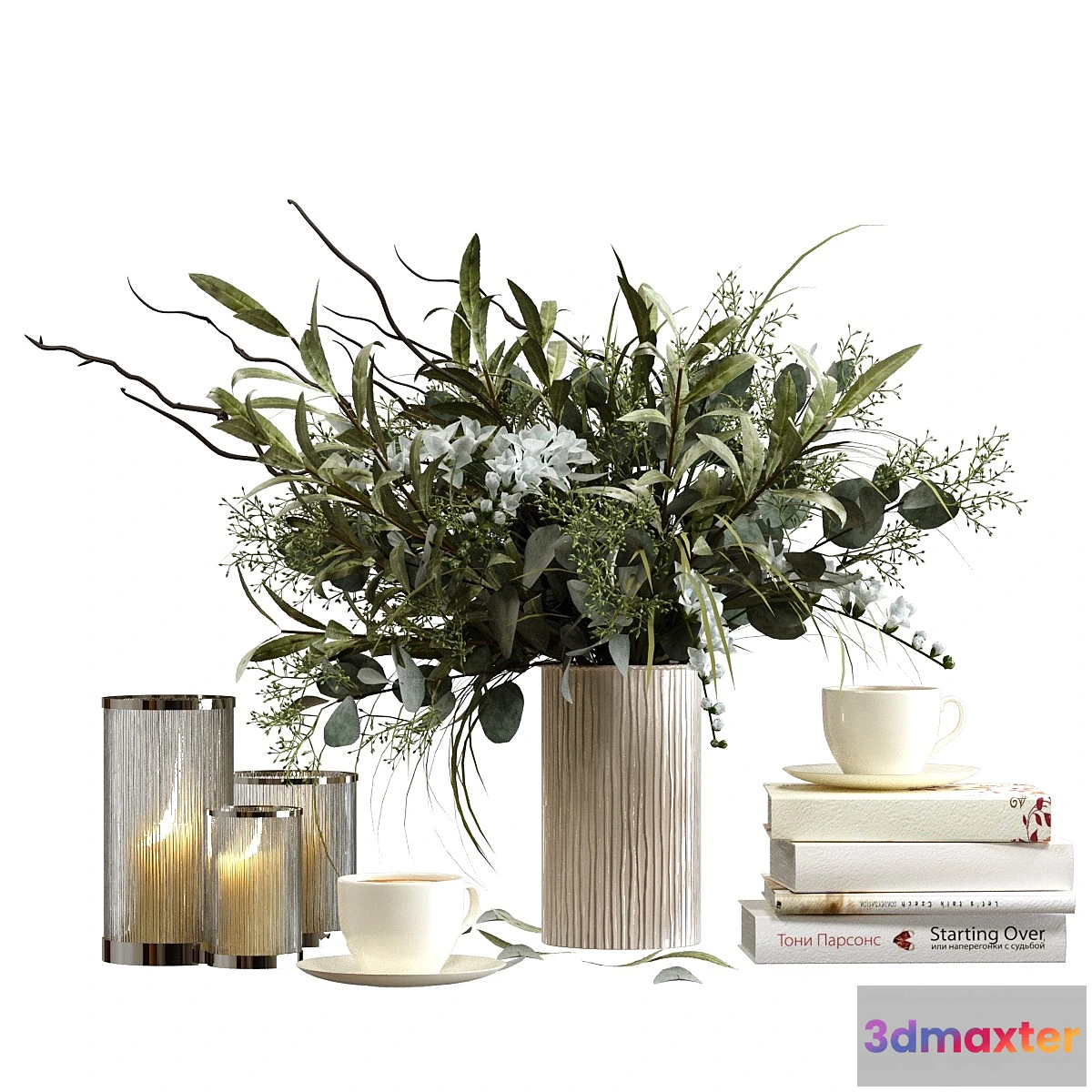 1400906 - Decorative set with candles and coffee 3D Max