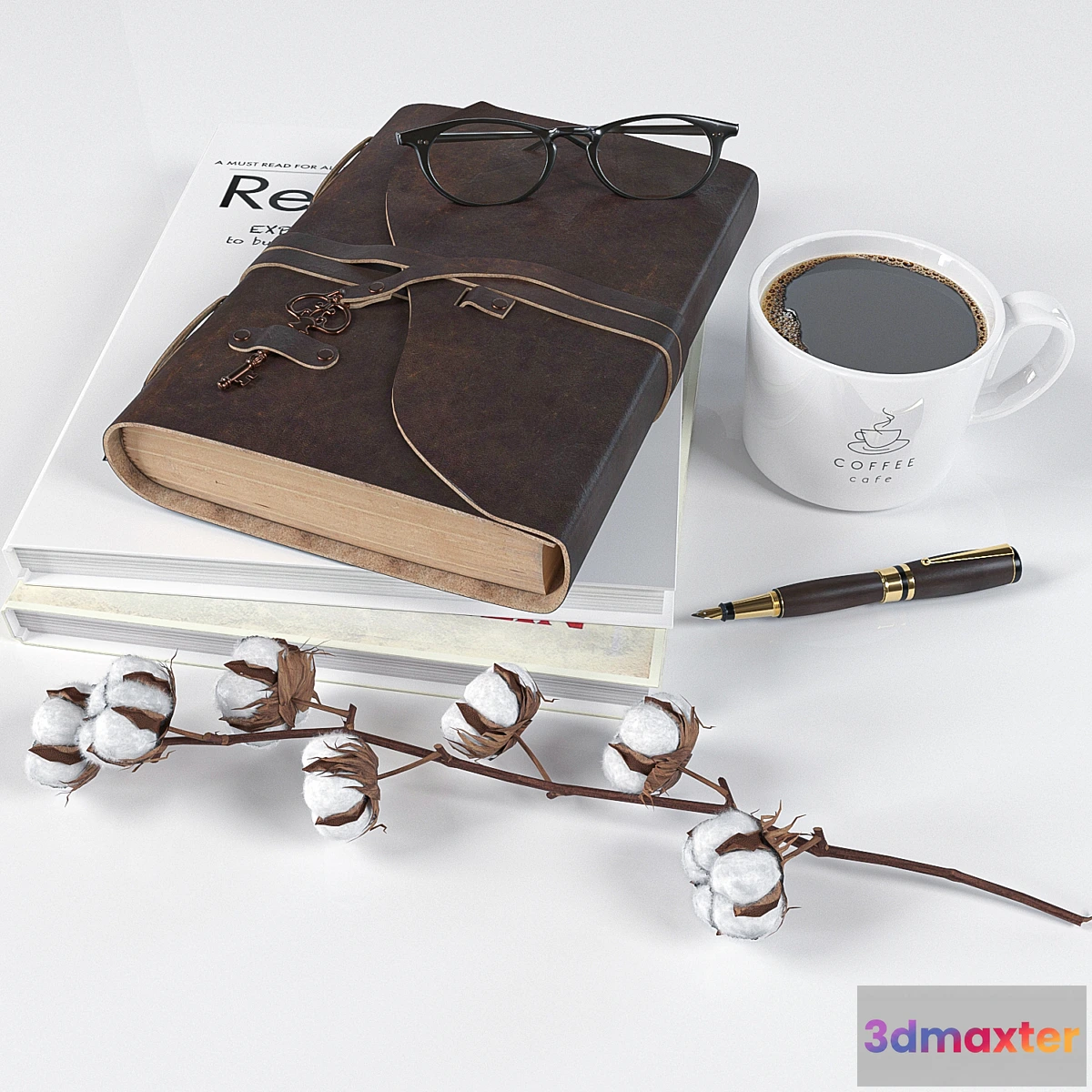 1411632 - decoration set book_001 3D Max