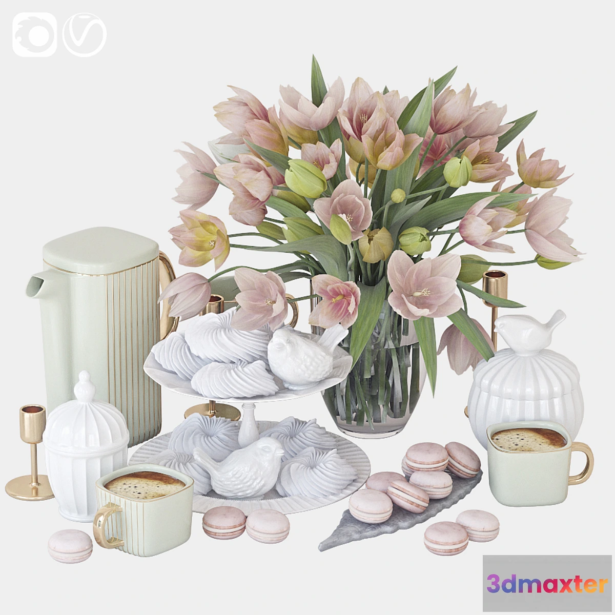 1421672 - Decorative set with tulips 2 3D Max