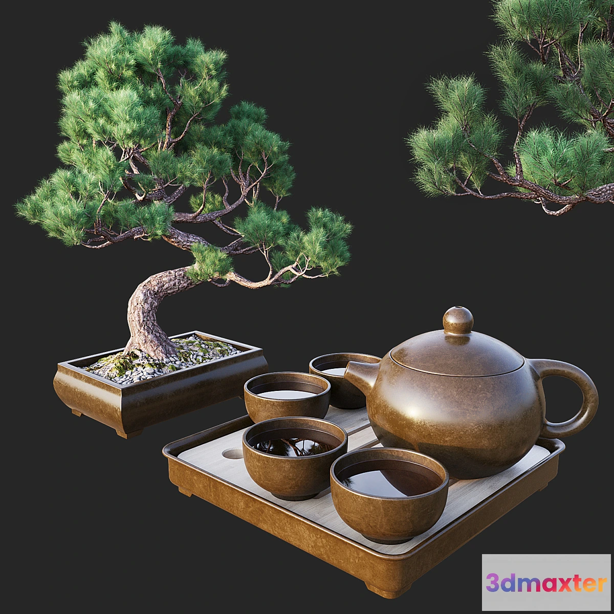 1428912 - Decorative set with bonsai 3D Max