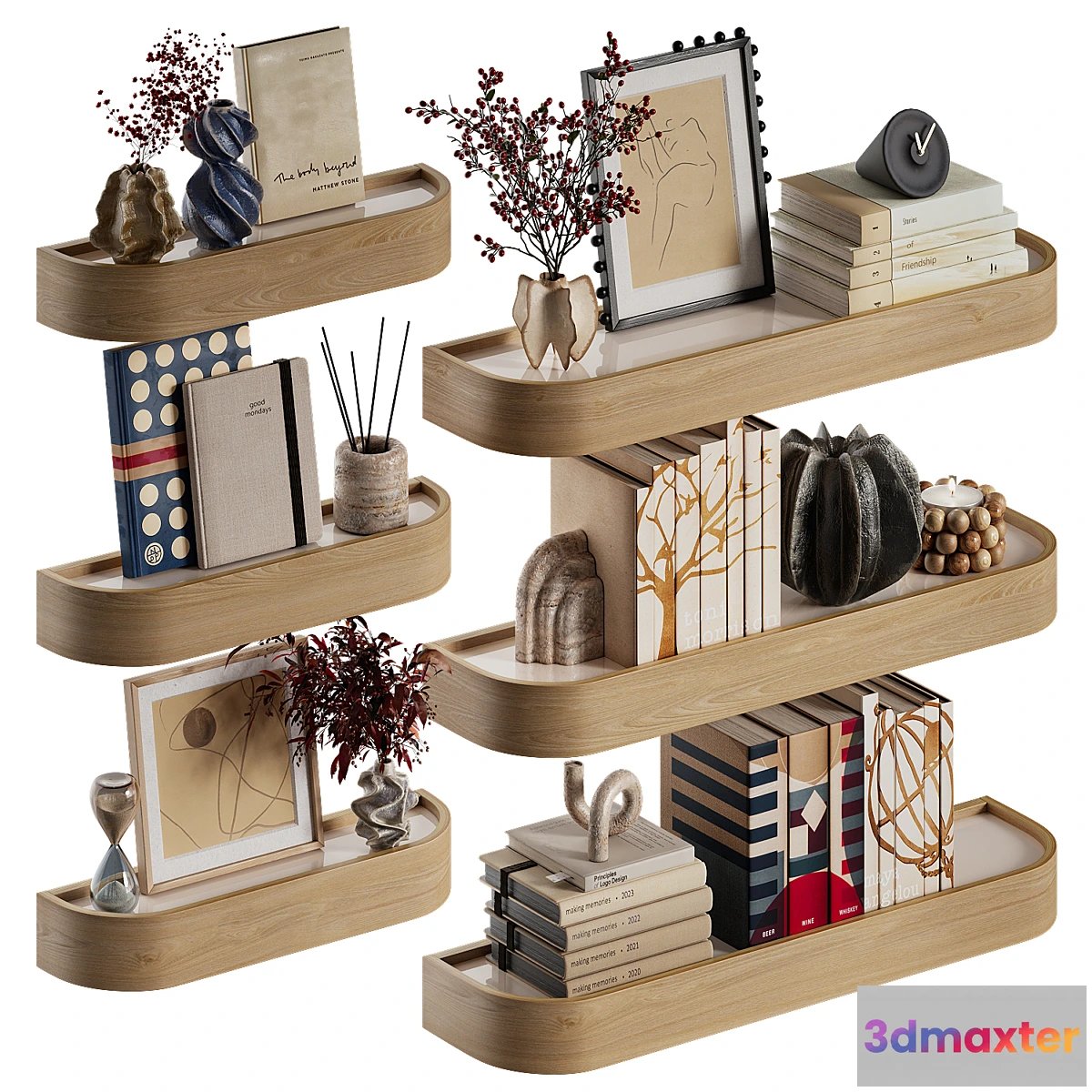 1431092 - Shelves with decorative set 3D Max