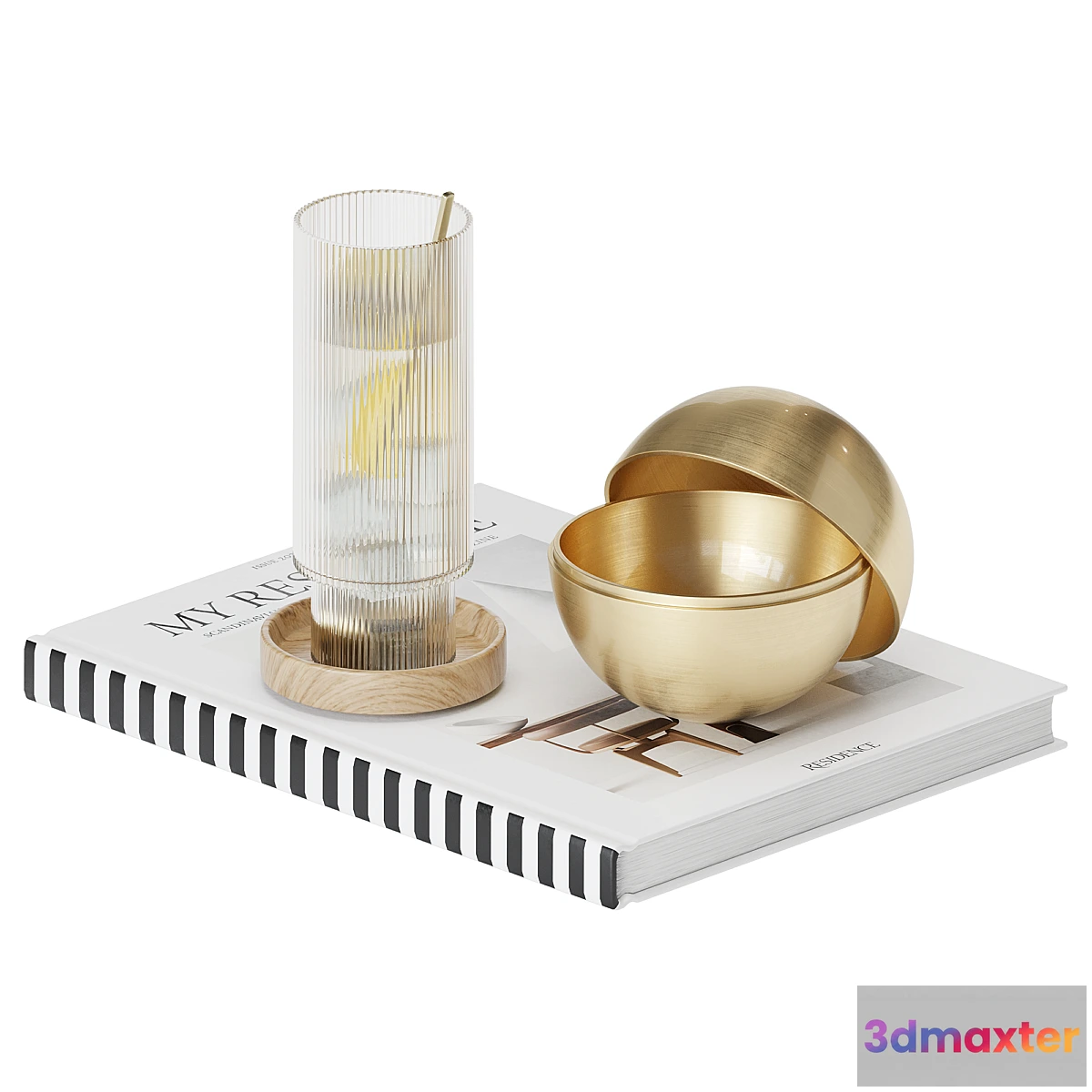 1436622 - Decorative Set Glass And Book 3D Max