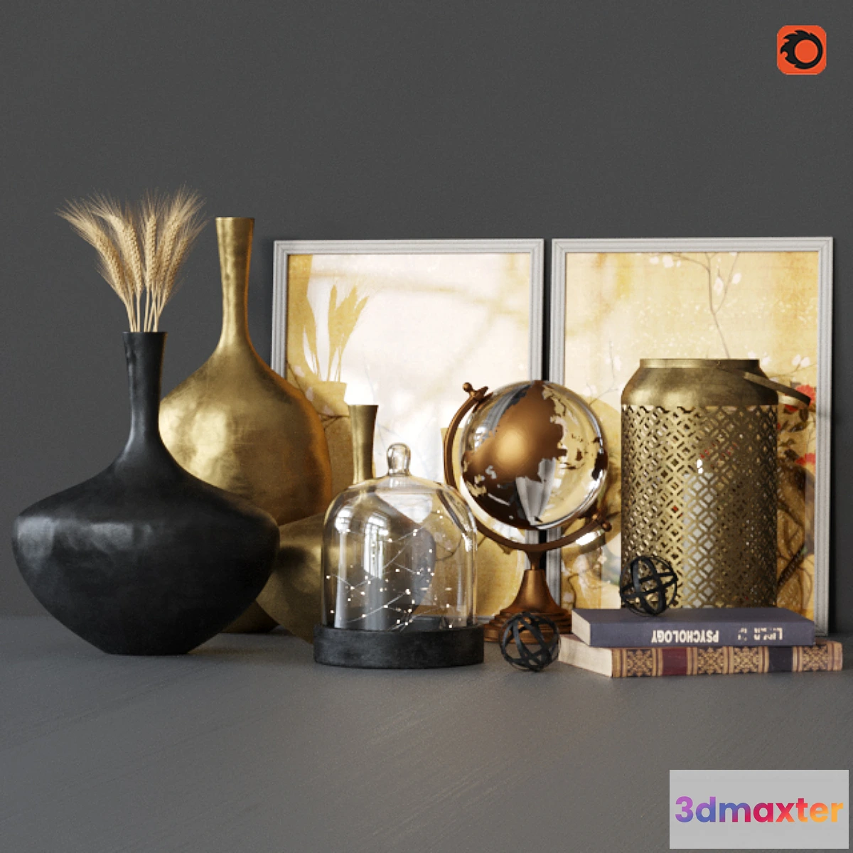 1437490 - Decorative Set Gold 3D Max
