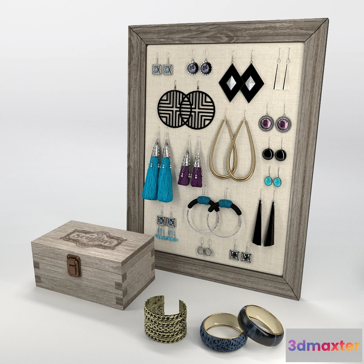 1441706 - Earrings and bracelets - decorative set 3D Max