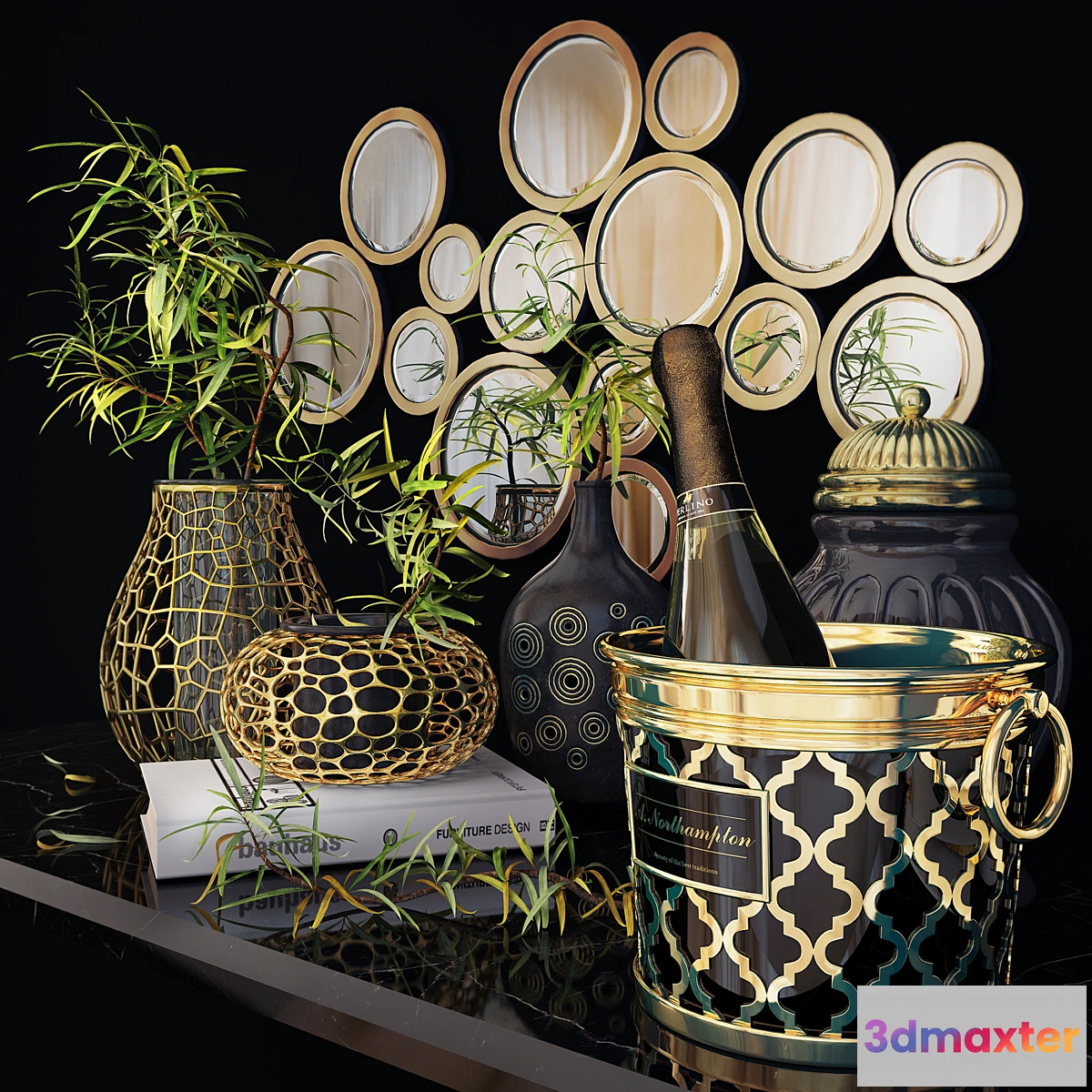 1455850 - Decorative set ice bucket. Set ice bucket. 3D Max