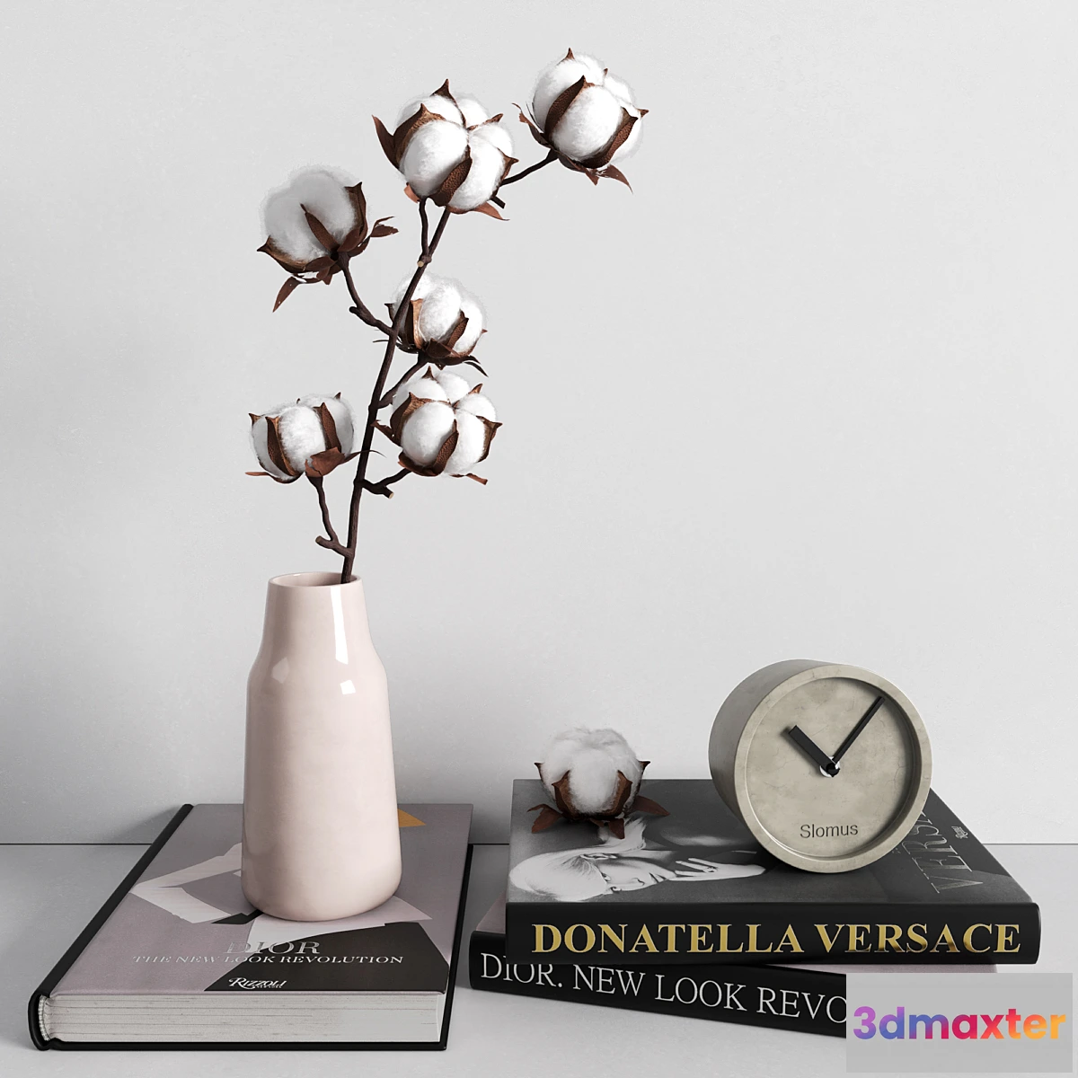 1456262 - Decorative set cotton branch 3D Max