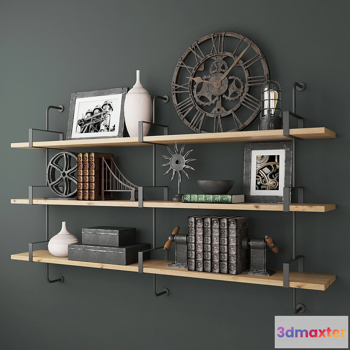 1461314 - RH 1950S FRENCH FACTORY SHELVING 3D Max