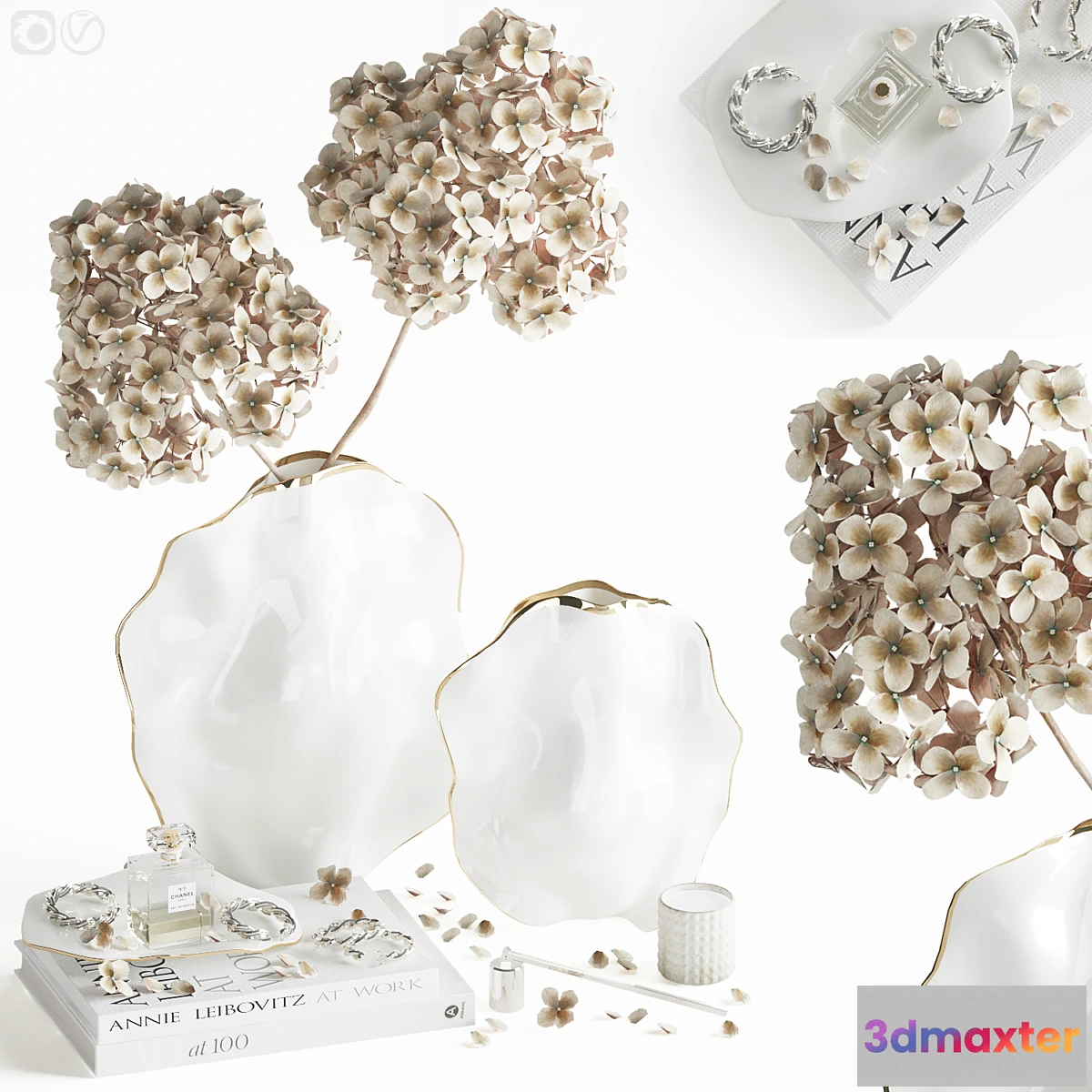 1463264 - Decorative set with hydrangea 3D Max
