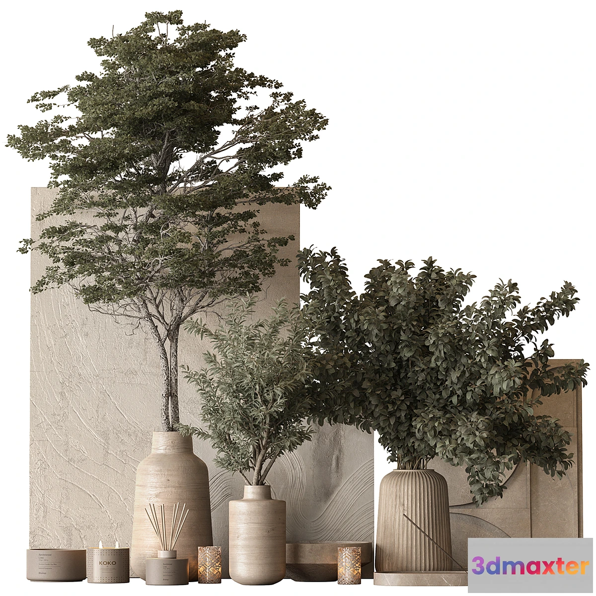 1470818 - Vase and Plant Decorative Set 147 3D Max