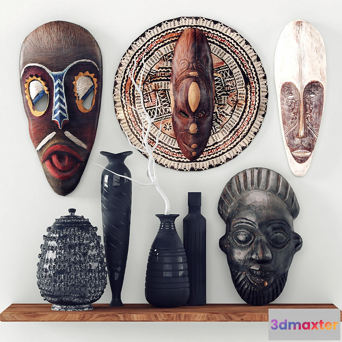 1472886 - African masks - Decorative set_2 3D Max