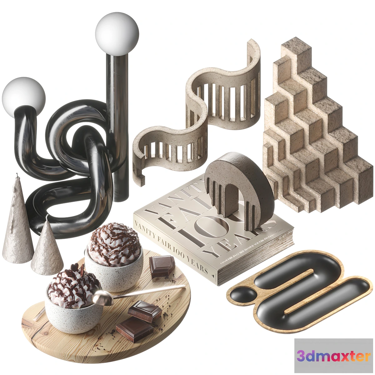 1478492 - Decorative set 015 geometric shapes with coffee 3D Max