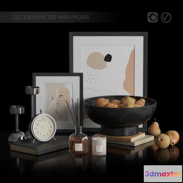 1543199 - Pottery Barn Decorative Set with pears 3D Max