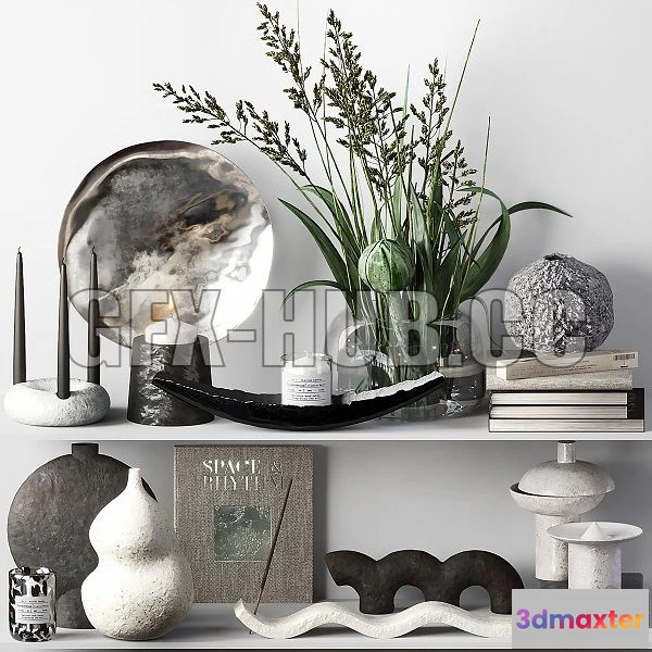 1546645 - Decorative Set 014 With Ceramic and Bouquet 3D Max