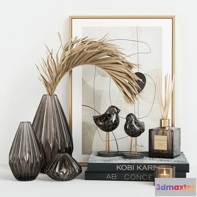 1549929 - Decorative Set with Glass Birds 3D Max