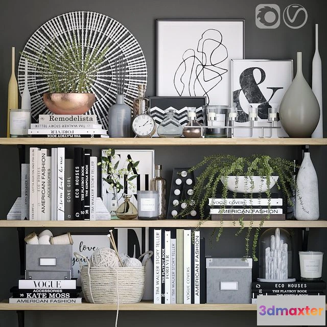 1553071 - Black and white decor set 6 3D Max