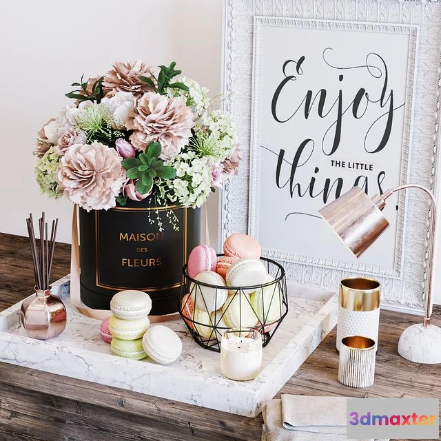 1553267 - Flowers & macarons decorative set 3D Max