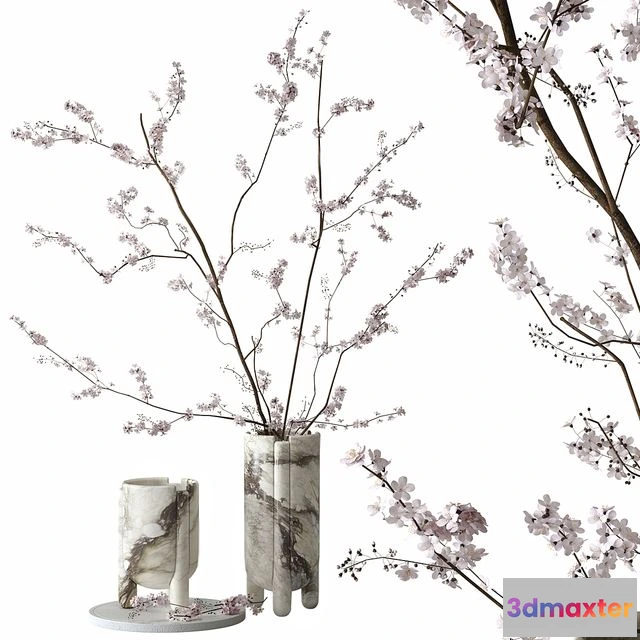 1555475 - Decorative set with blossoming branches 3D Max