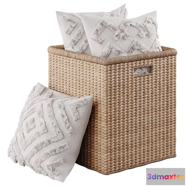 1559105 - Basket by Pottery Barn with pillows 3D Max