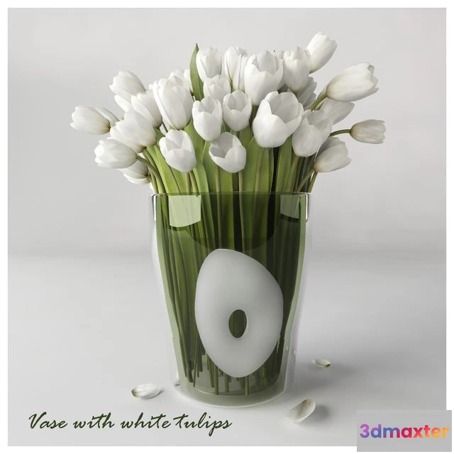 1559990 - Vase with white tulips 3D Max