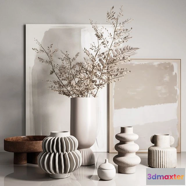 1560538 - Decorative set with vases and paintings 3D Max