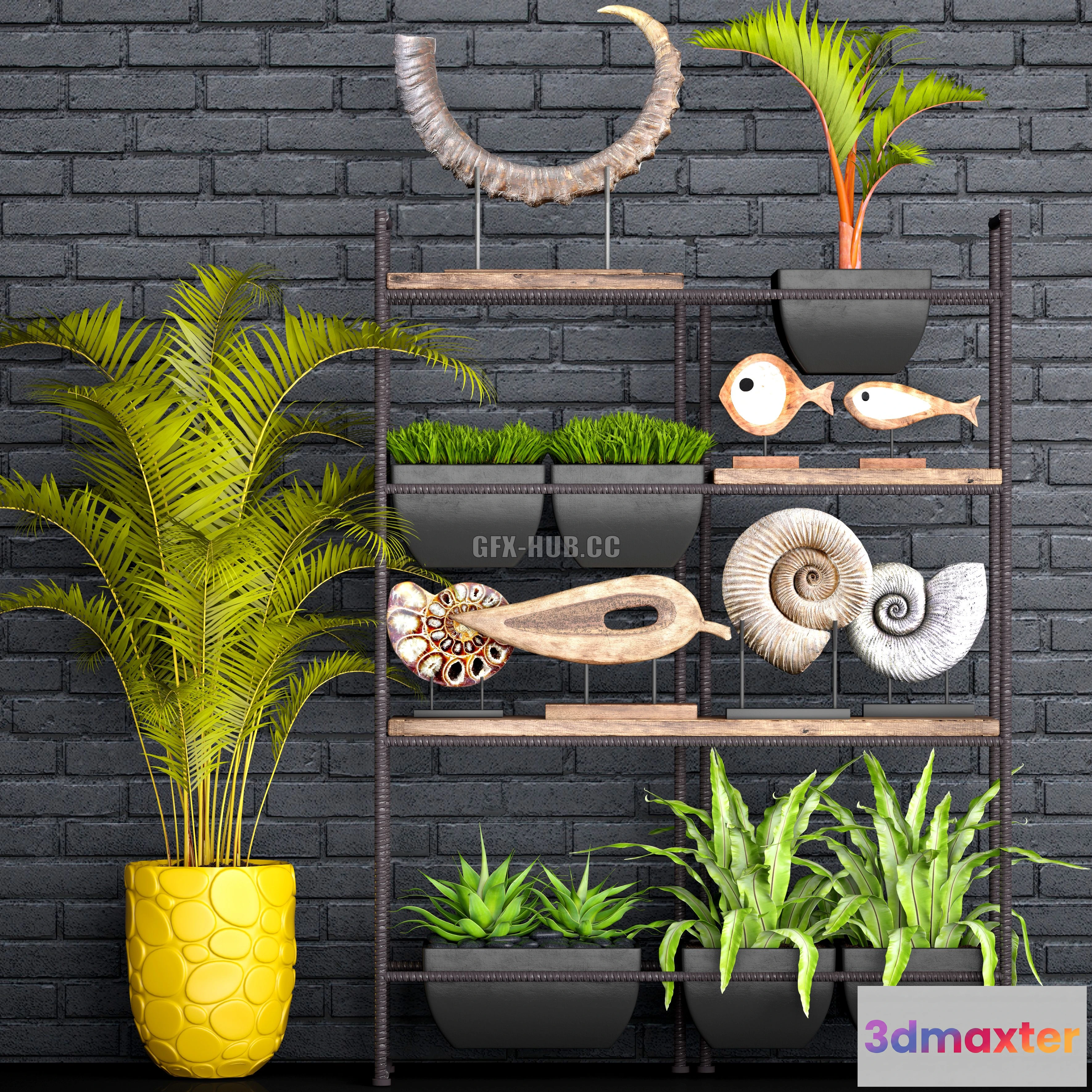 1561051 - Decorative set 1 with Black brickwork and decor 3D Max