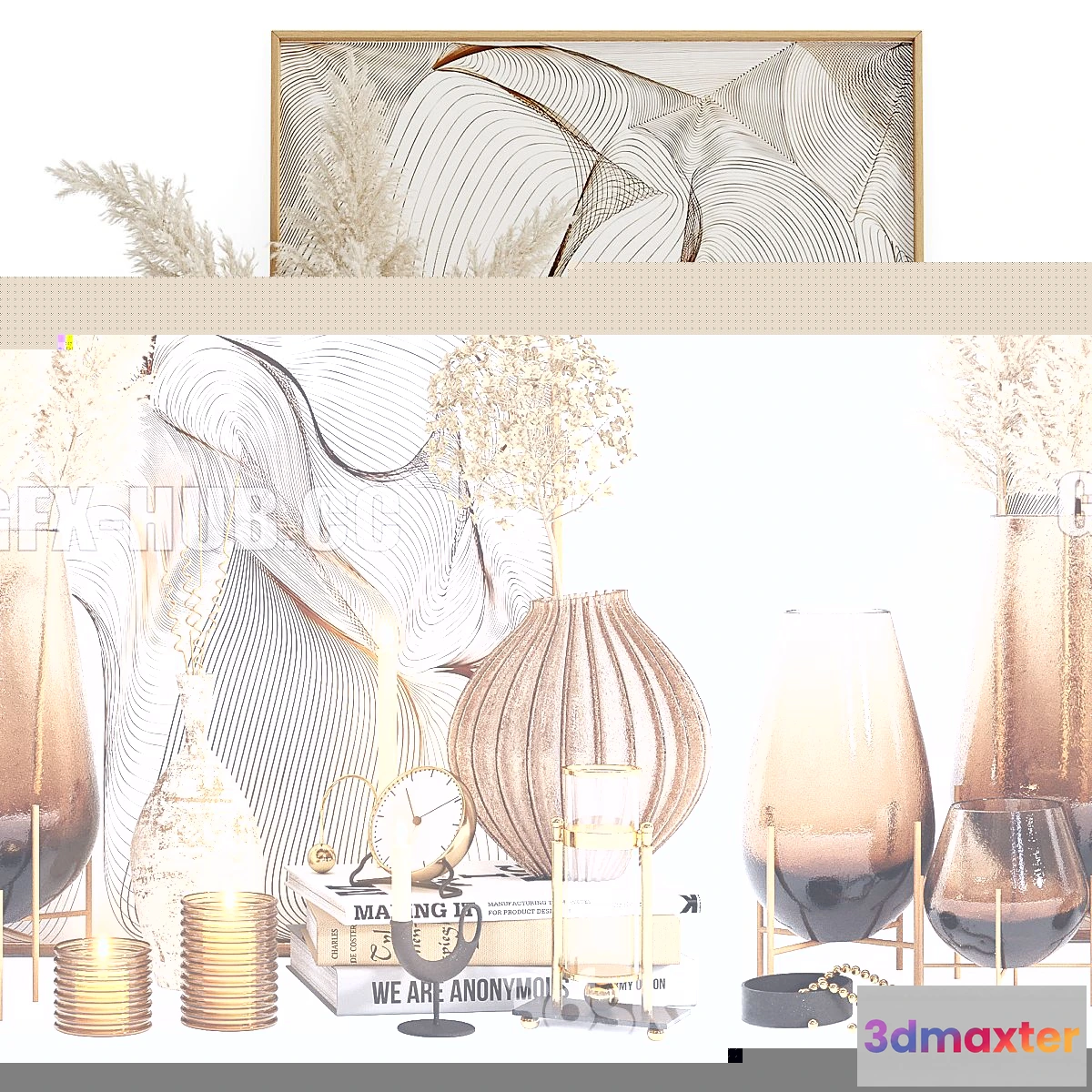 1565764 - Decorative set 03 with vases 3D Max