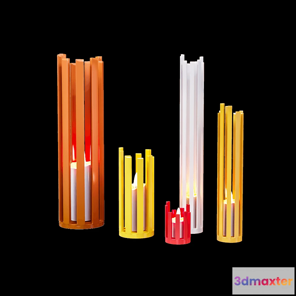 1597794 - decoration - Candles with beautiful candlesticks 3D Max