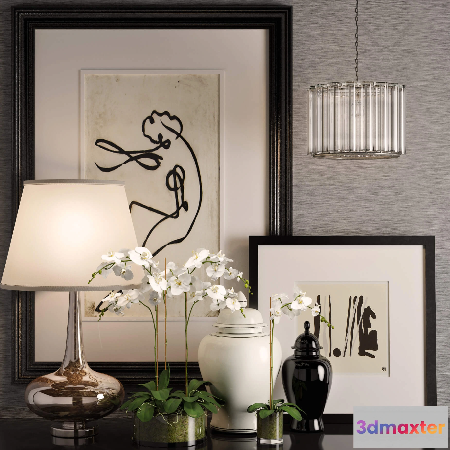 1597928 - decoration - Decorative set with table lamp 04 3D Max
