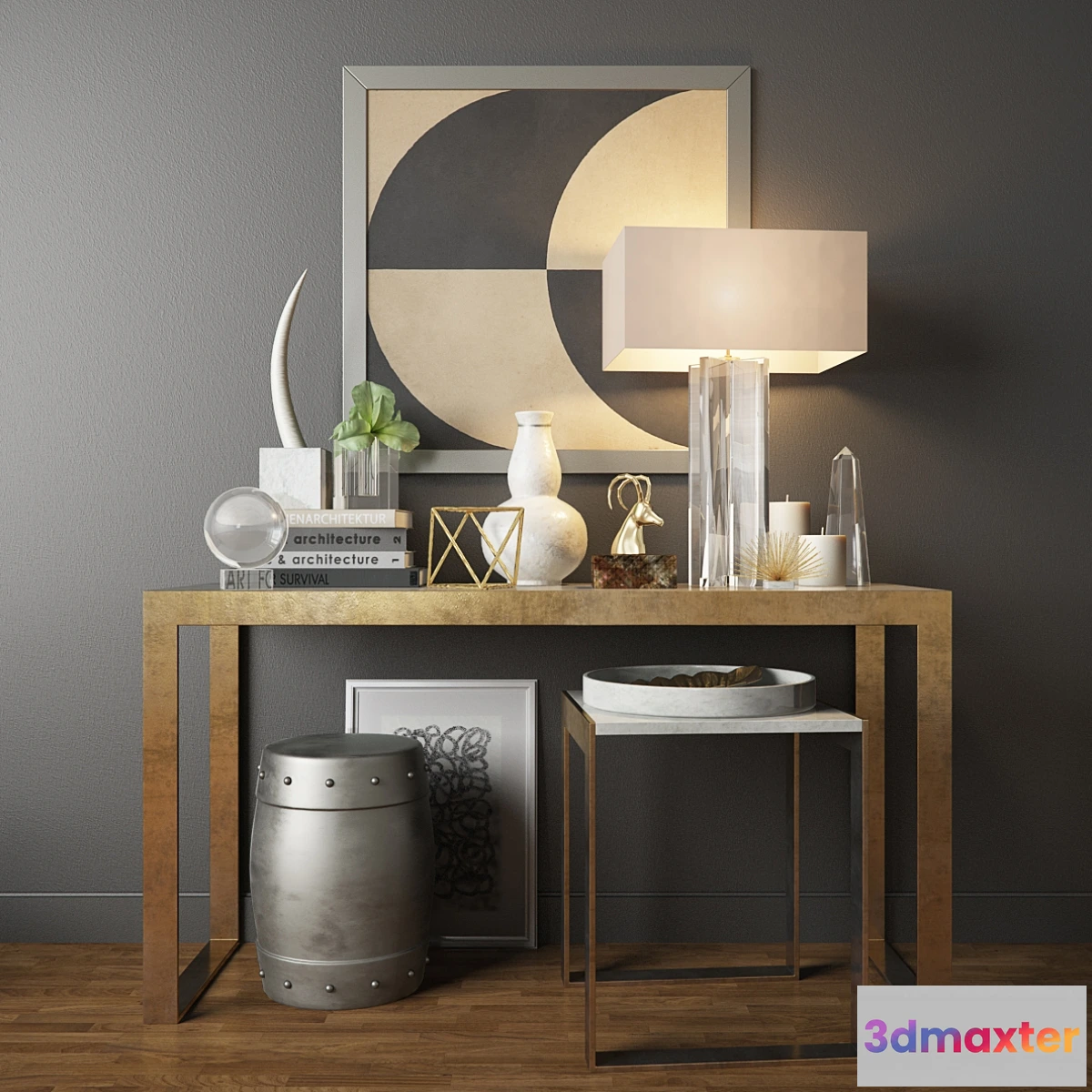 1597978 - decoration - Decorative table set with lamp 01 3D Max