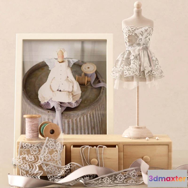 1598264 - decoration - Decorative set with a mini mannequin 3D Max