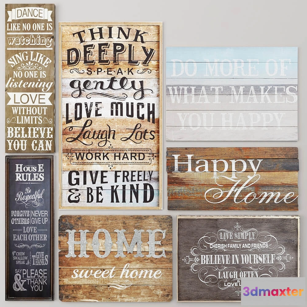 1598436 - decoration - Decor  boards  pictures  set 1 3D Max