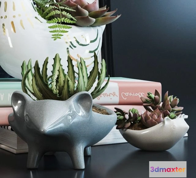 1598458 - decoration - Set chicken and hedgehogs 3D Max