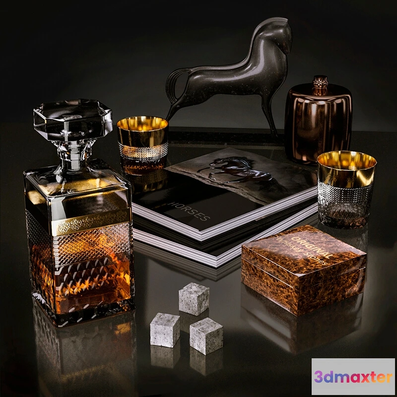 1598490 - decoration - Set whiskey and horses 3 3D Max