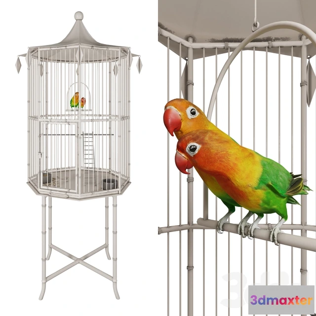 1599114 - decoration - Cage with birds 3D Max