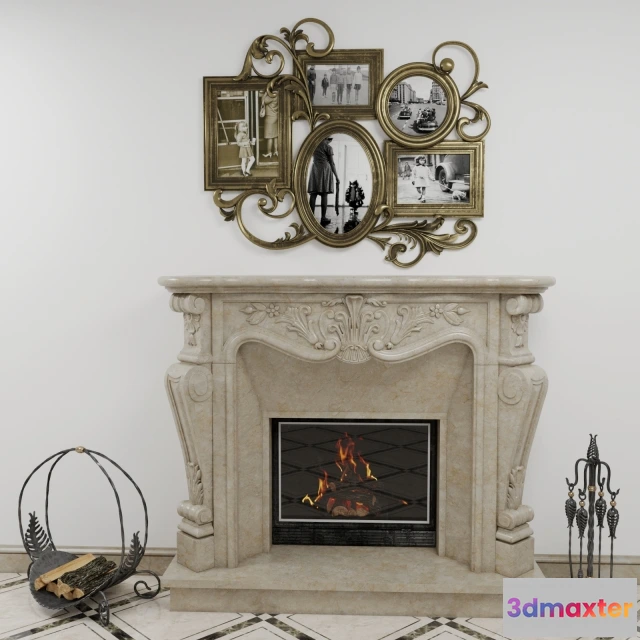1599166 - decoration - Classic fireplace with decor 3D Max